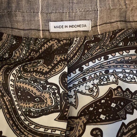 Joseph Abboud Mens Lined Linen Blazer.  Brown /Tan Windowpane Print. Size 44 L. - Picture 7 of 9